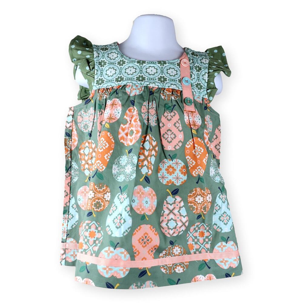 Matilda Jane Bella Girls Mixed-Print Ruffle Sleeve Tunic Size 4 NWT